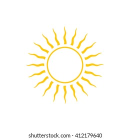 Abstract Yellow Sun Icon, Sun Shape,  Line Style Design, Vector Illustration