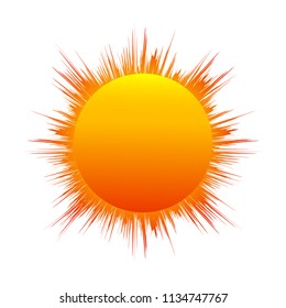 Abstract yellow sun icon. Vector illustration. Symbol of the sun, isolated on white background