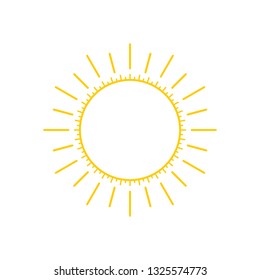 Abstract yellow sun thin line icon with rays, modern art