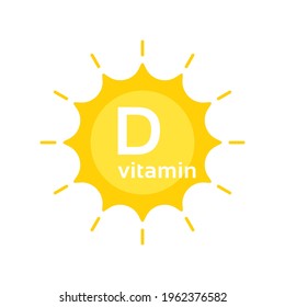 abstract yellow sun with vitamin d simple icon. flat style trend modern minimal logotype graphic cartoon design element isolated on white background. concept of easy basics of daily healthy eating