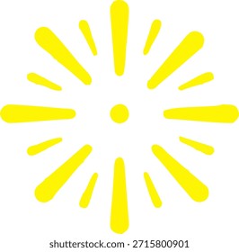 Ícone de Raios de Luz Amarelo Abstrato de Explosão Solar Isolado no Plano de Fundo Branco
