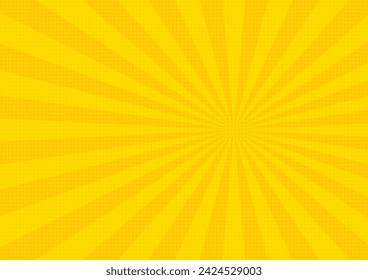 Rayos de sol amarillos abstractos con el fondo del estilo cómico del patrón del lunar. EPS 10 ilustración vectorial.
