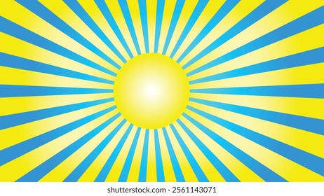 Abstract Yellow Sunburst with sky blue background. Editable Sunburst background, Sunburst, Sunbeam.