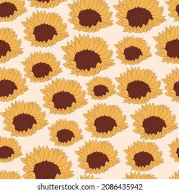 Abstract Yellow Sunflowers Seamless Pattern Botanical Stock Vector ...