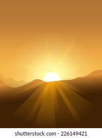 Abstract yellow sunset with defocused lights  vector