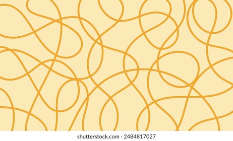 Abstract Yellow Swirl Background. Hand drawn backdrop with line curly texture. 1920x1080 ratio. Vector illustration. Modern social media template, phone wallpaper
