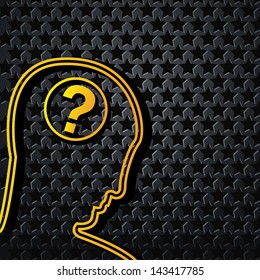 Abstract yellow technology head on star background - vector illustration