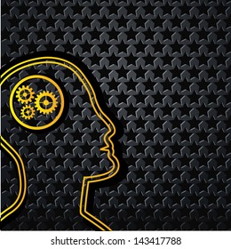 Abstract yellow technology head on star background - vector illustration