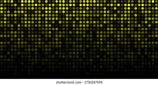 Abstract yellow technology horizontal luminous background. Gradient digital glow pixel circle texture pattern. Vector illustratio