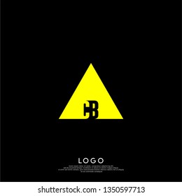 abstract yellow triangle cb logo letter design concept