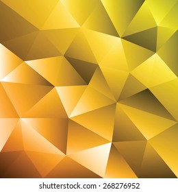 Abstract yellow triangle geometrical background. Gold pattern. 