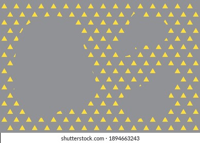 Abstract yellow triangles with and grey spots on gray background.