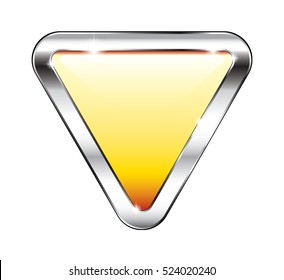 Abstract yellow triangular background in a silver frame, with space for your text. Vector illustration, on transparent background