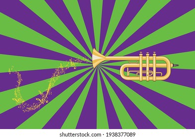 Abstract yellow trumpet design music themed illustration.