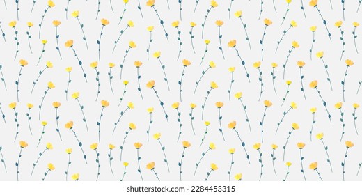Resumen de tulipanes amarillos sin costura. Diseño estético de estilo lindo. Buscar patrón de relleno en los swatches