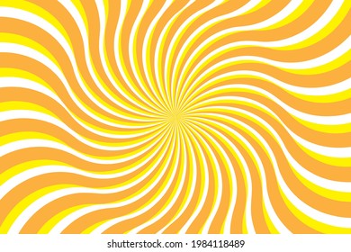 Abstract yellow twist background with sun ray. Summer vector illustration for design