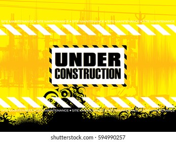 abstract yellow under construction black background vector illustration