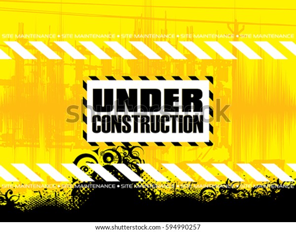 Abstract Yellow Under Construction Black Background Stock Vector ...