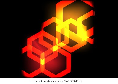 Abstract yellow vector background with hexagon shape for use in design 