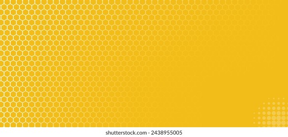 Abstract yellow vector banner with hexagon grid. Seamless pattern background