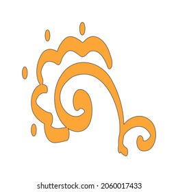 Abstract yellow vector element illustration. Changeble abstract floral inspired symblol for your project. Creative nature icon for design. Art ornament on the white background. 