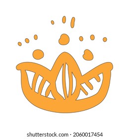 Abstract yellow vector element illustration. Changeble abstract floral inspired symblol for your project. Creative nature icon for design. Art ornament on the white background. 