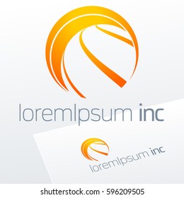 Abstract yellow vector sign. Logo for Business, Technology, Corporation.