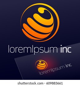 Abstract yellow vector sign. Logo for Business, Technology, Corporation.