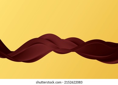 Resumen del fondo de color de la ola vectorial amarilla de color chocolate. chocolate cremoso marrón oscuro, elemento de diseño con textura de seda ondulada.