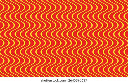 El patrón de onda de línea de Vertical amarilla abstracta en rojo se puede usar como fondo.