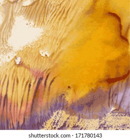 Abstract yellow and violet paint imprint colors. Vector background 