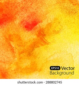 Abstract yellow watercolor background. Vector watercolor illustration