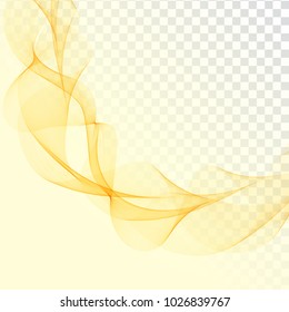 Abstract yellow wave design on transparent background