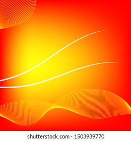 Abstract yellow wave element for design with red  background.