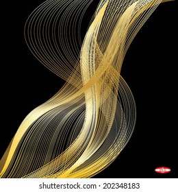 abstract yellow wave on black background vector