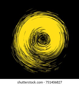 Abstract yellow wave on a black background. Flat design, vector.