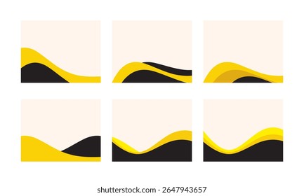 abstract yellow waves background, header and footer waves design
