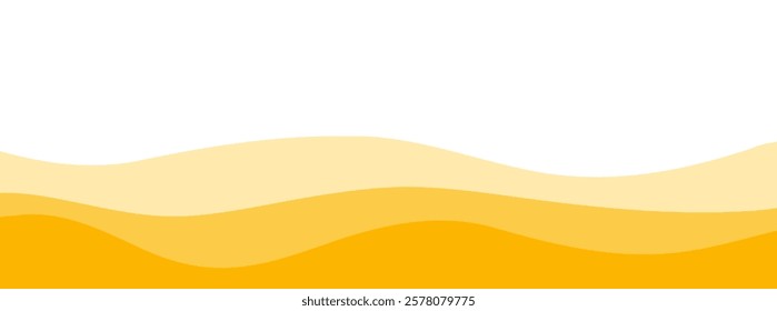 Abstract yellow waves background vector simple graphic illustration, minimal fun cartoon wavy fluid flow motion curve shape pattern backdrop, ripple warm zigzag energy modern design clip art 