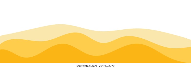 Abstract yellow waves background vector simple graphic illustration, minimal fun cartoon wavy fluid flow motion curve shape pattern backdrop, ripple warm zigzag energy modern design clip art 