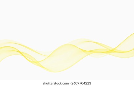 Abstract yellow waves gently flow across a white background, ideal for a soft and modern banner or website header.