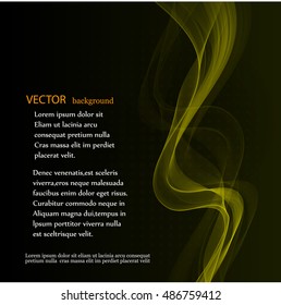 Abstract yellow waves on dark background