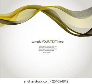 Abstract yellow waves on gray background