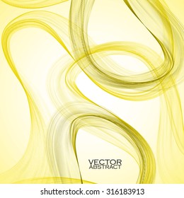 Abstract yellow waves on white background. Vector illustration. Eps 10