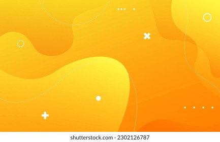 Abstract yellow wavy background. Fluid shapes composition. Vector illustration