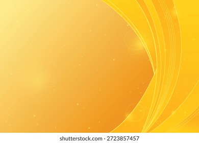 Abstractas fondo ondulado amarillo con efectos de luz y bokeh. Diseño dinámico del Anuncio de la curva, borde lateral derecho de las ondas que fluyen modernas.