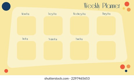 Abstract yellow weekly planner. This simple planner will help you track your work or task.