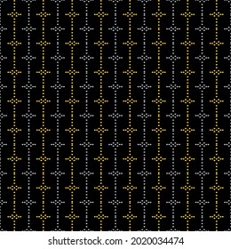 Abstract yellow and white dots pattern on black background, Abstract vector wallpaper, Seamless pattern background.
