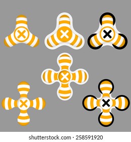 abstract yellow and white icons and multiplication symbol