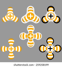 abstract yellow and white icons and plus symbol