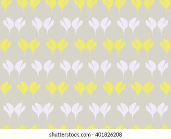 Abstract yellow white petal leaf design on smooth grey background pattern seamless backdrop wallpaper. Vector image